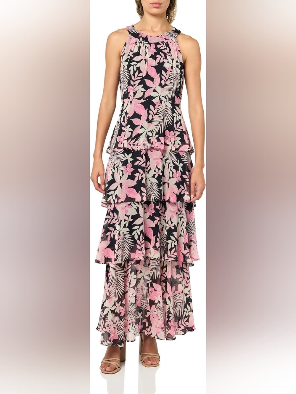 Laura floral waterfall ruffle dress